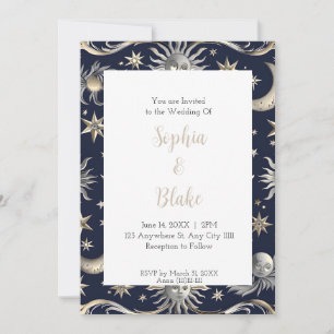 Invitación Boda Celestial Abstracta Moderna de Sol y Estrella