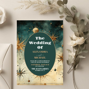 Invitación Boda Celestial Acuarela Vintage