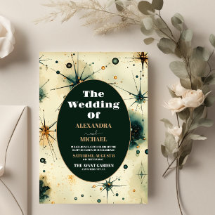 Invitación Boda Celestial Acuarela Vintage