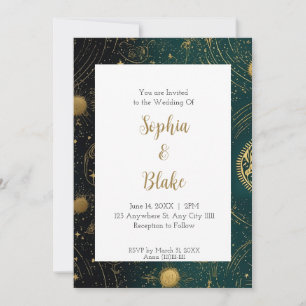 Invitación Boda Celestial Alternativa de Sol y Planetas