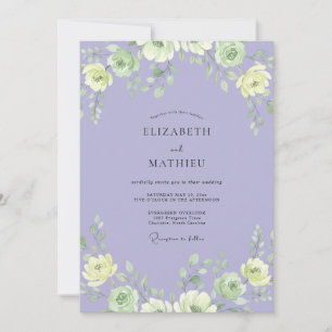 Invitación Boda Celestial Amethyst Ranunculus Frondoso