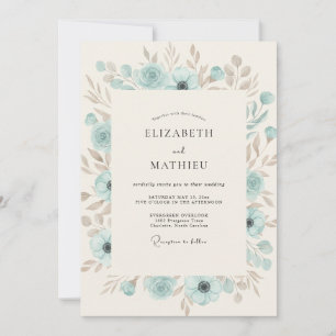 Invitación Boda Celestial Aqua Taupe Pétalo