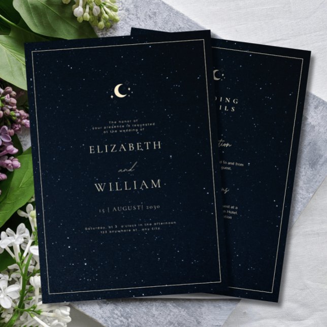 Invitación Boda Celestial Cielo Nocturno Estrellado Elegante  (Subido por el creador)
