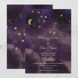 Invitación Boda Celestial Constellación de la Luna con Hojuel