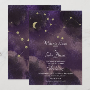 Invitación Boda Celestial Constellación de la Luna con Hojuel