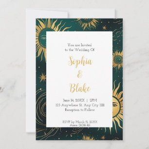 Invitación Boda Celestial Cósmica del Sol Místico