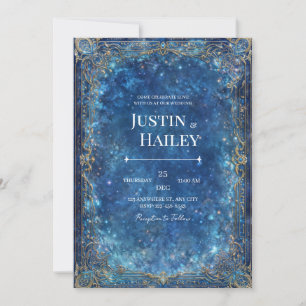 Invitación Boda Celestial de Galaxia de Oro Ornamentada