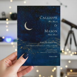 Invitación Boda Celestial de la luna azul de media noche
