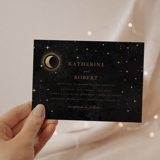 Invitación Boda Celestial de la Luna de la Media Noche Negra (Subido por el creador)