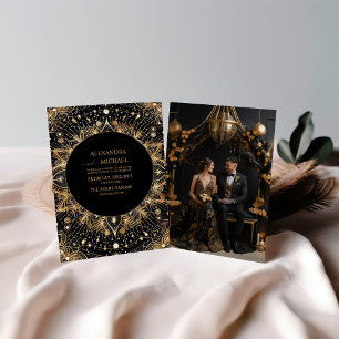 Invitación Boda Celestial de la Luna Negra de Medianoche