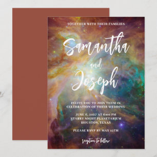 Invitación Boda Celestial de la Nebulosa de Orión en Verde Az