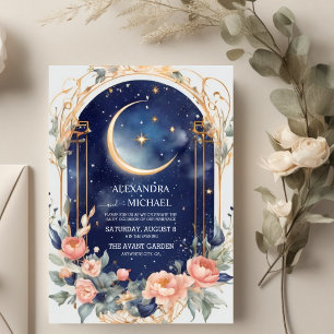 Invitación Boda Celestial de la Noche de Verano Azul