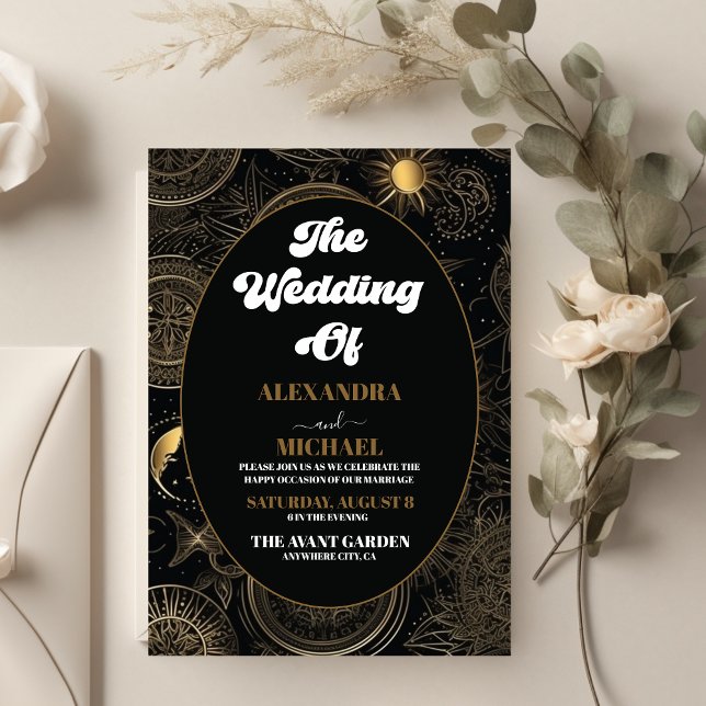 Invitación Boda Celestial de Oro Negro (Subido por el creador)
