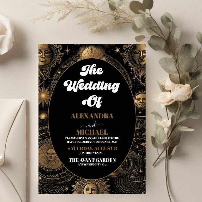 Invitación Boda Celestial de Oro Negro (Subido por el creador)
