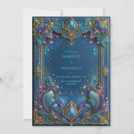 Invitación Boda Celestial de Oro Zafiro