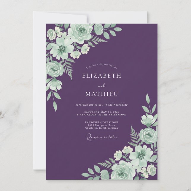 Invitación Boda Celestial de Primavera con Ciruela (Anverso)