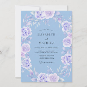 Invitación Boda Celestial de Primavera con Lavanda y Periwink