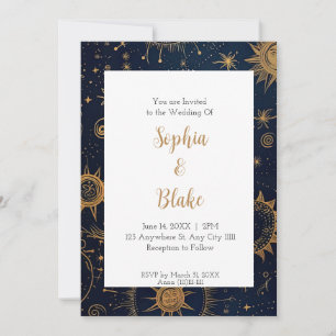 Invitación Boda Celestial del Sol y las Estrellas Místicas