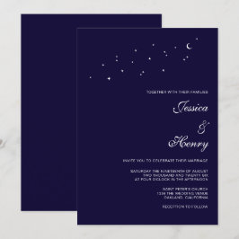 Invitación Boda Celestial Elegante Guión Celeste