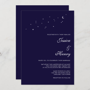 Invitación Boda Celestial Elegante Guión Celeste