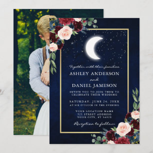 Invitación Boda celestial Gold Moon Stars Foto