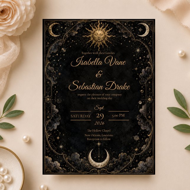 Invitación Boda Celestial Gótica Sol Luna (Subido por el creador)