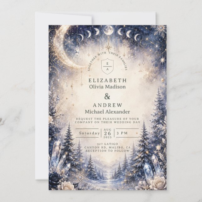 Invitación Boda Celestial Invernal Atemporal (Anverso)