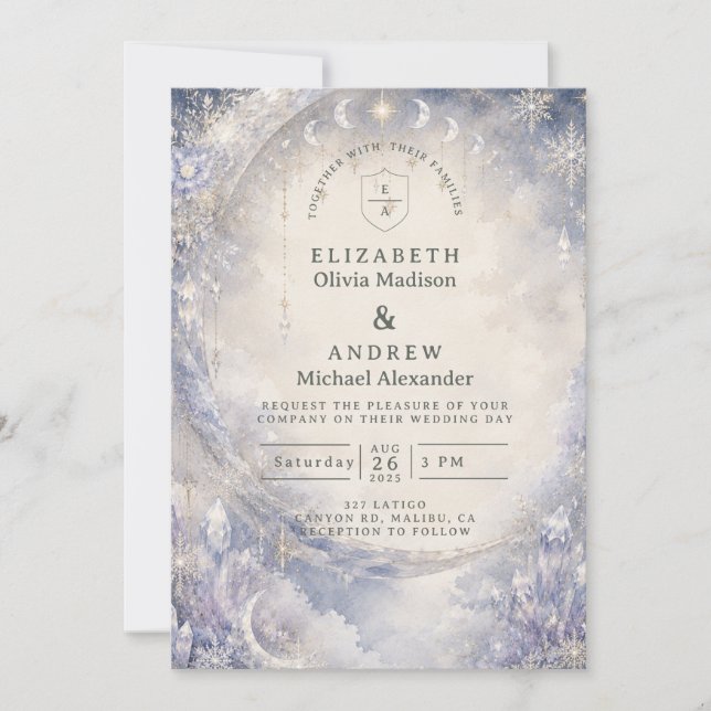 Invitación Boda Celestial Invernal Etérea (Anverso)