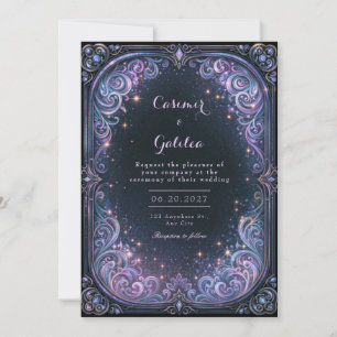 Invitación Boda Celestial Lavanda de Medianoche