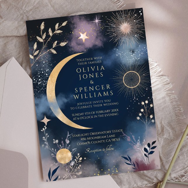 Invitación Boda Celestial Magic Moon & Stars (Subido por el creador)