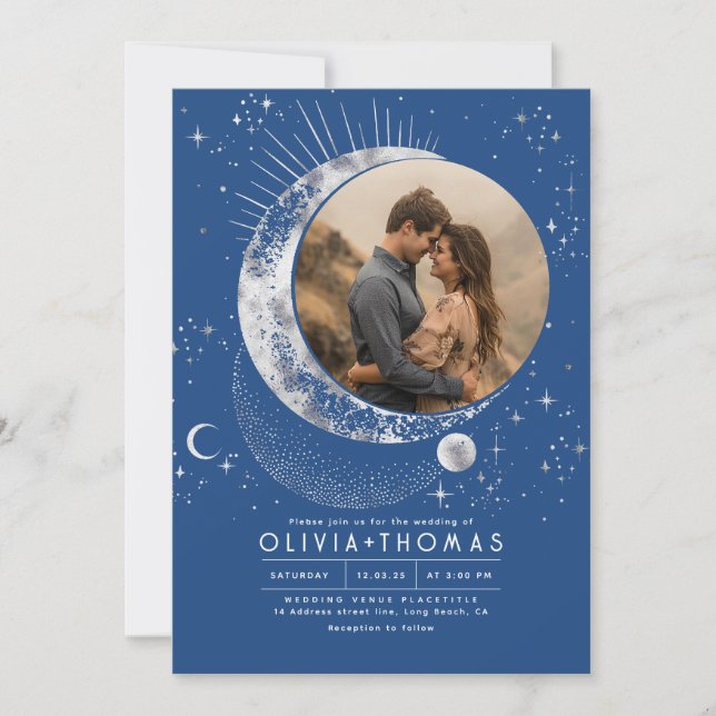 Invitación Boda Celestial Místico Estelar de la Luna Estelar  (Anverso)