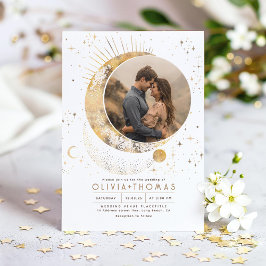 Invitación Boda Celestial Místico Estelar de la Luna Estelar 