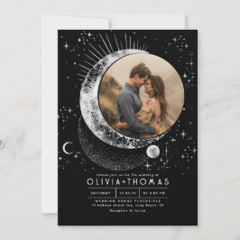 Invitación Boda Celestial Místico Estelar de la Luna Estelar 