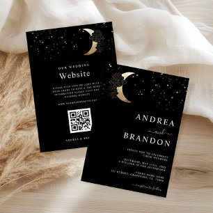 Invitación Boda Celestial Místico Luna Todo en Uno