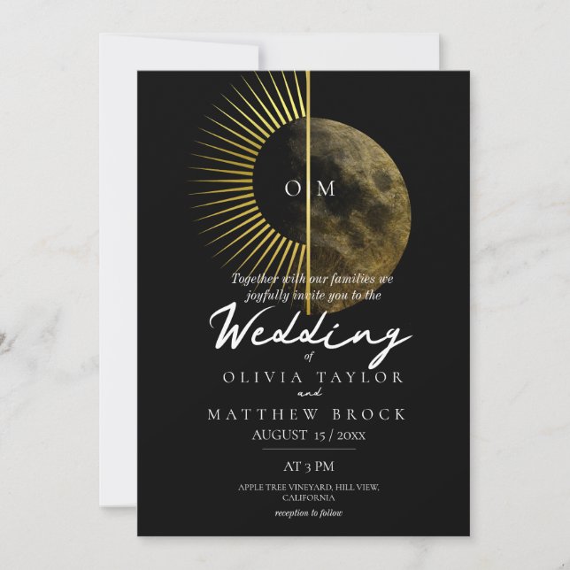 Invitación Boda Celestial Moderno y Moon (Anverso)