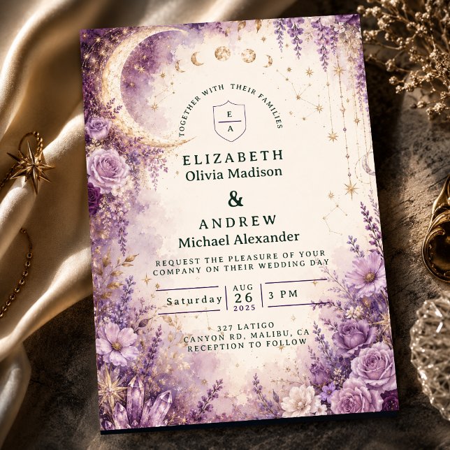Invitación Boda Celestial Morada Encantada (Subido por el creador)