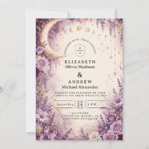 Invitación Boda Celestial Morada Encantada