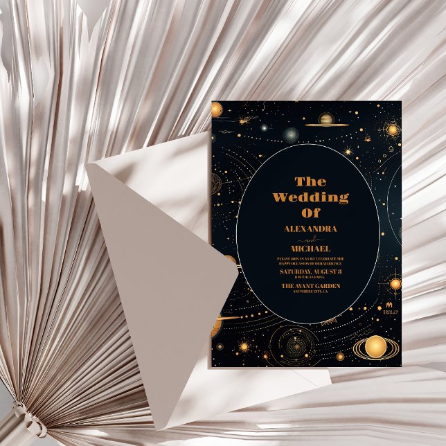 Invitación Boda Celestial Navy Blue Mid Summer Night Dream (Subido por el creador)