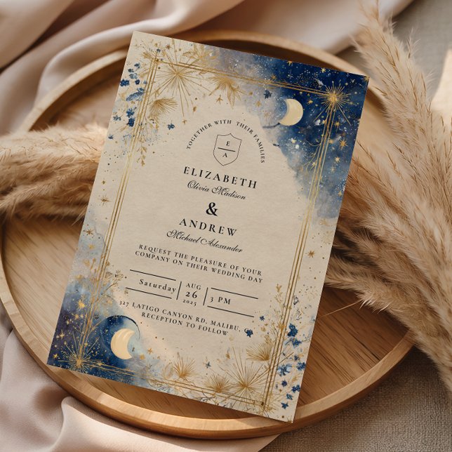 Invitación Boda Celestial Noche Dorada (Subido por el creador)