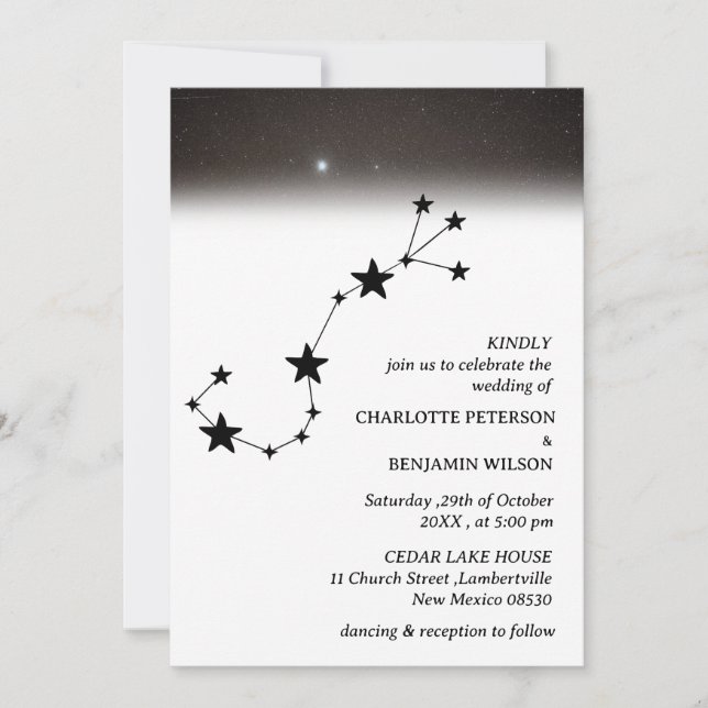 Invitación Boda Celestial Noche Estrellada Constelación (Anverso)