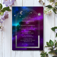 Boda Celestial Sol Luna Estrellas Púrpura Turquesa