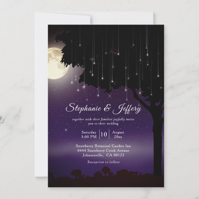Invitación Boda Celestial Starry Night String Lights (Anverso)