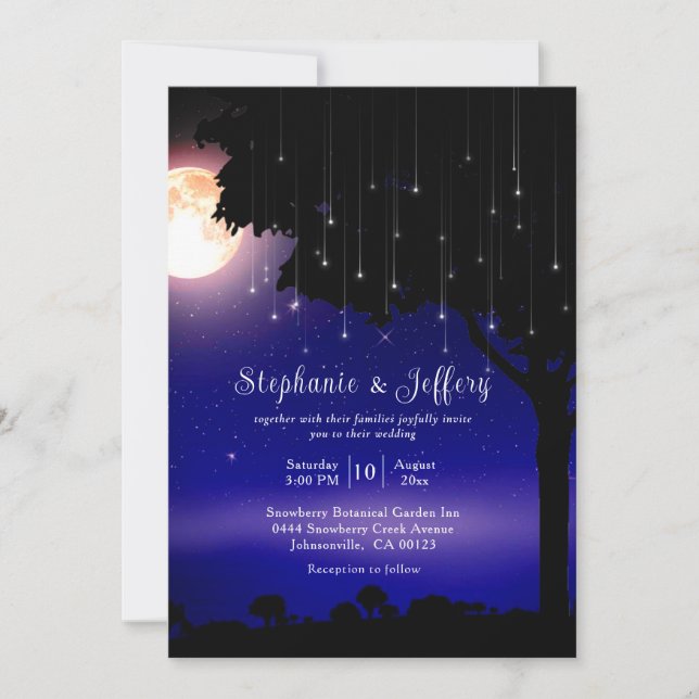 Invitación Boda Celestial Starry Night String Lights (Anverso)