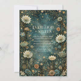 Invitación Boda Celestial Teal con Astrantia bajo las Estrell
