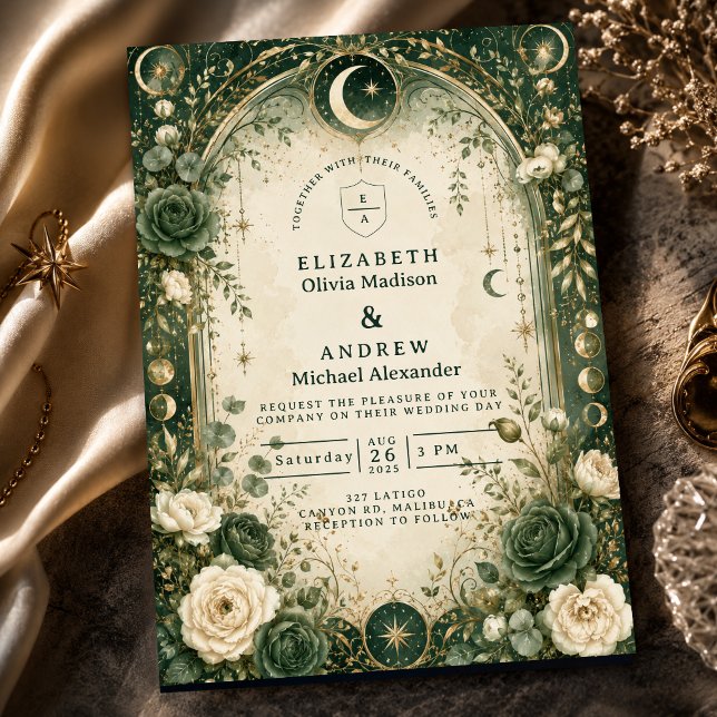 Invitación Boda Celestial Verde Botánico (Subido por el creador)
