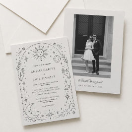 Invitación Boda Celestial Victoriana Negra y Marfil