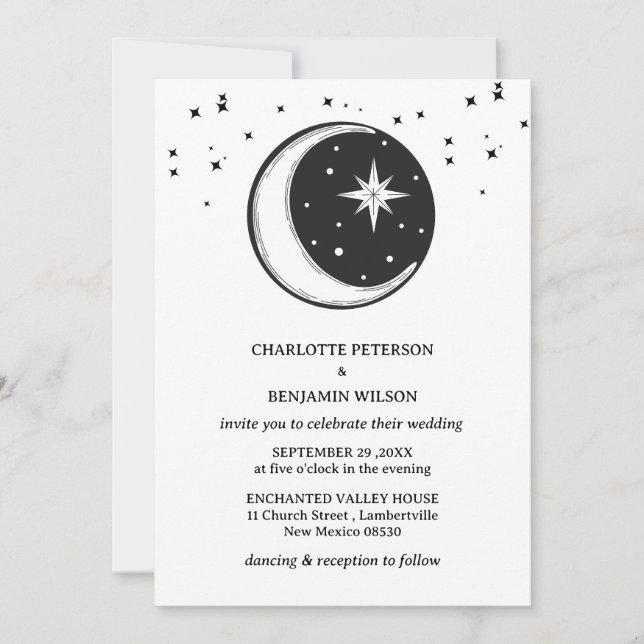 Invitación Boda Celestial Vintage Cosmic Starry Night (Anverso)