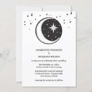 Invitación Boda Celestial Vintage Cósmica Noche Estrellada