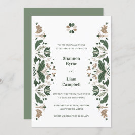 Invitación Boda celta de arte folclórico irlandés Shamrock