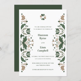 Invitación Boda celta de arte folclórico irlandés Shamrock